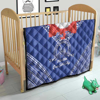 Queen Salote College 100 Years Personalized Quilt Tonga QSC Heilala Lei Blue Ngatu Pattern