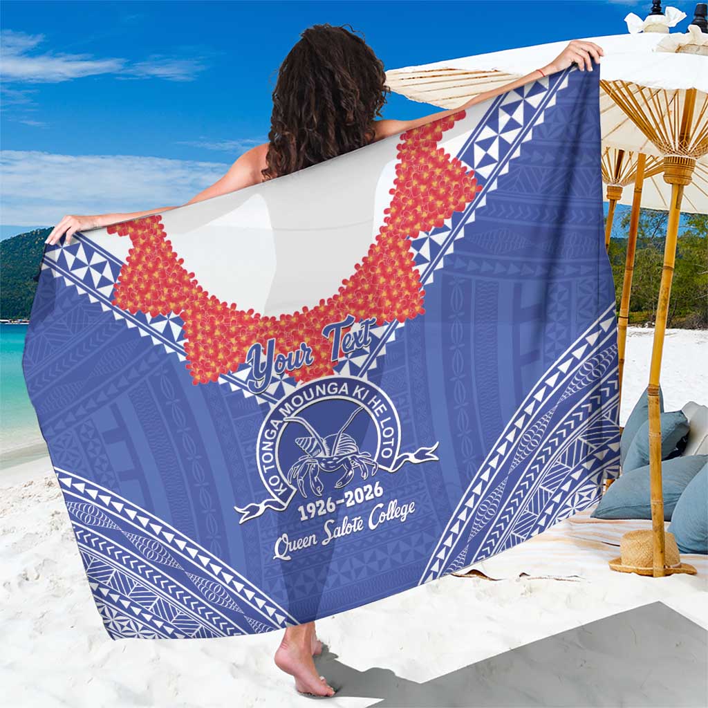 Queen Salote College 100 Years Personalized Sarong Tonga QSC Heilala Lei Blue Ngatu Pattern