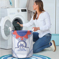 Queen Salote College 100 Years Personalized Laundry Basket Tonga QSC Heilala Lei White Ngatu Pattern