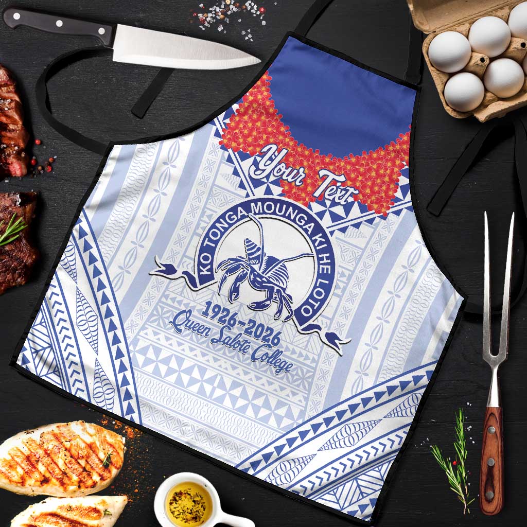 Queen Salote College 100 Years Personalized Apron Tonga QSC Heilala Lei White Ngatu Pattern
