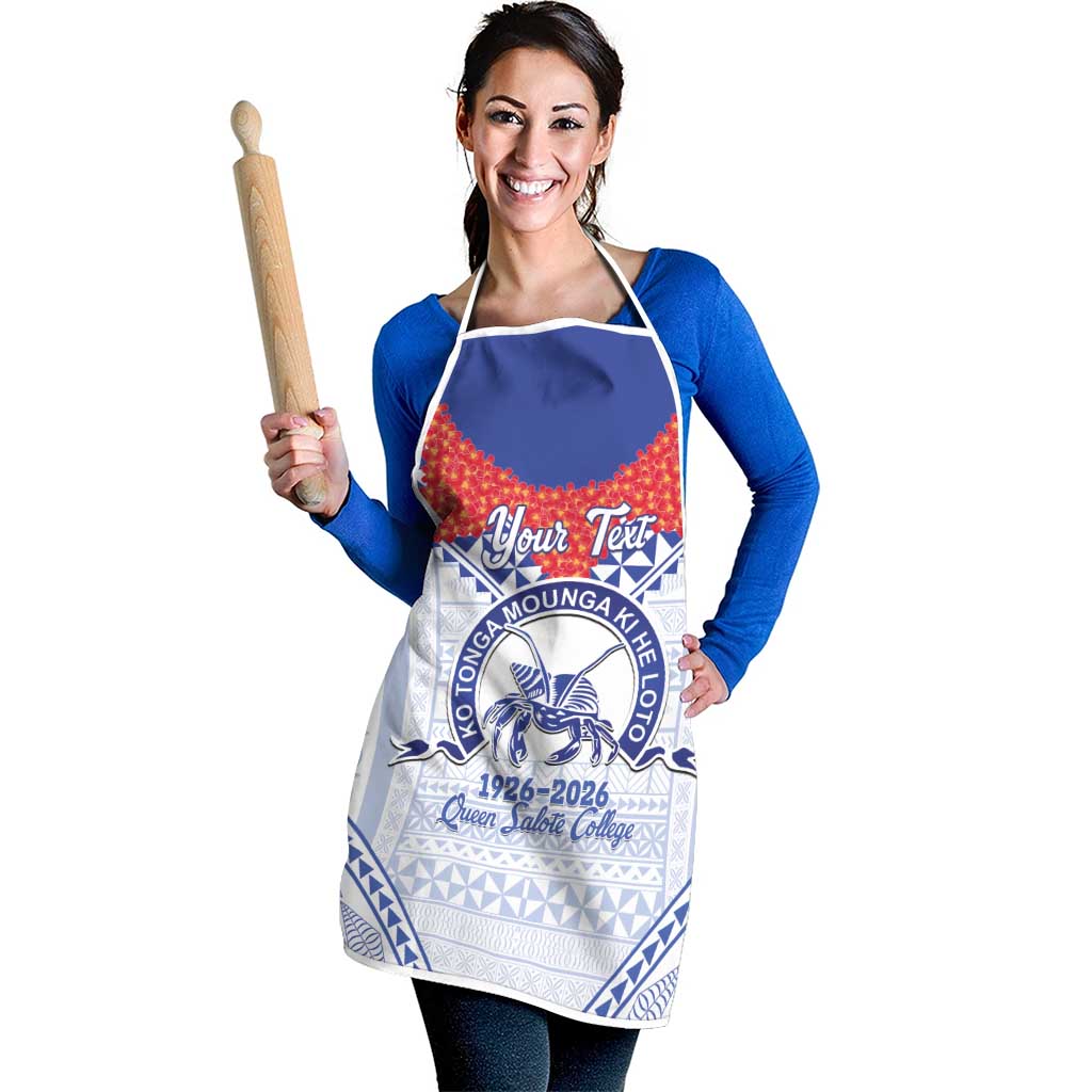 Queen Salote College 100 Years Personalized Apron Tonga QSC Heilala Lei White Ngatu Pattern