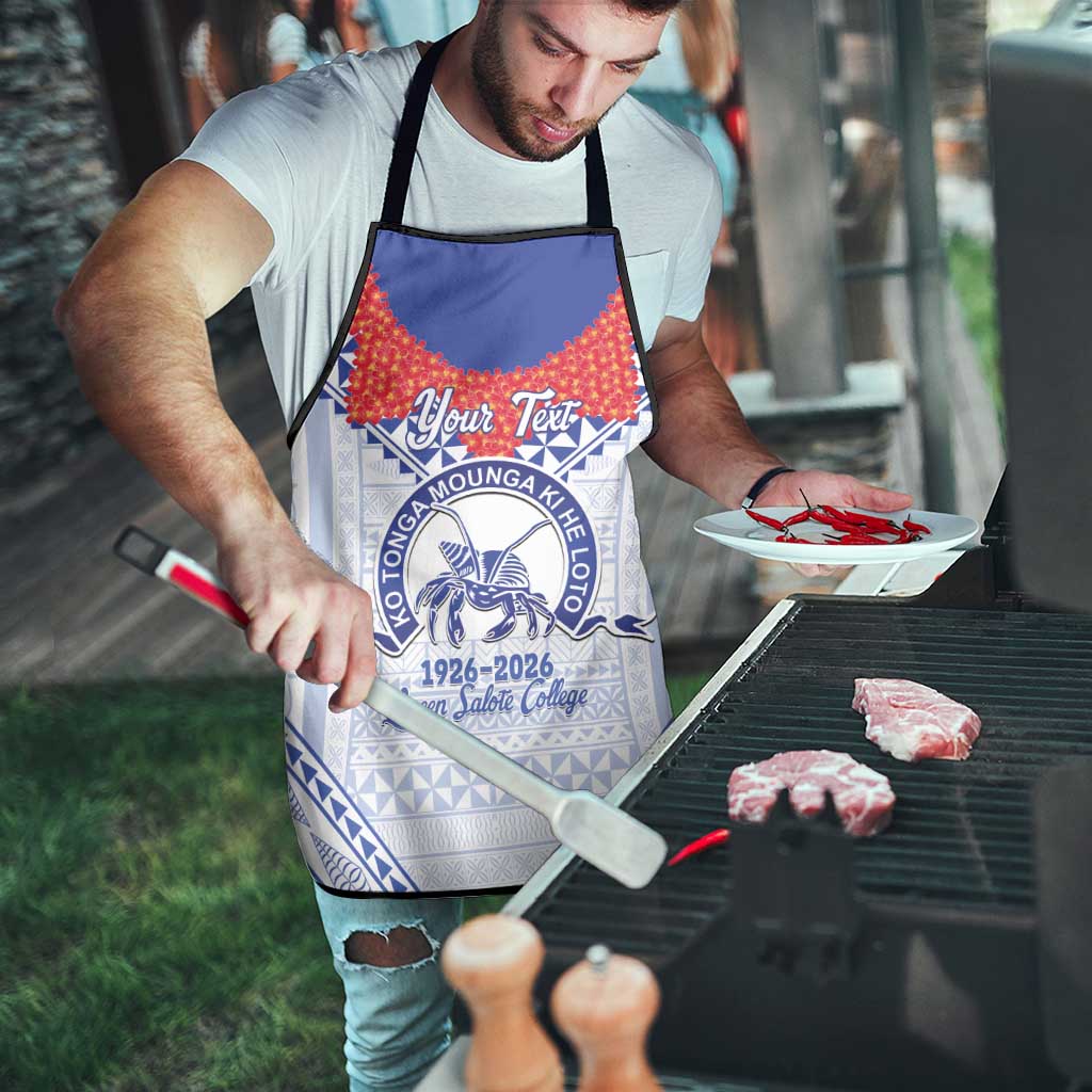 Queen Salote College 100 Years Personalized Apron Tonga QSC Heilala Lei White Ngatu Pattern