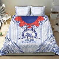 Queen Salote College 100 Years Personalized Bedding Set Tonga QSC Heilala Lei White Ngatu Pattern