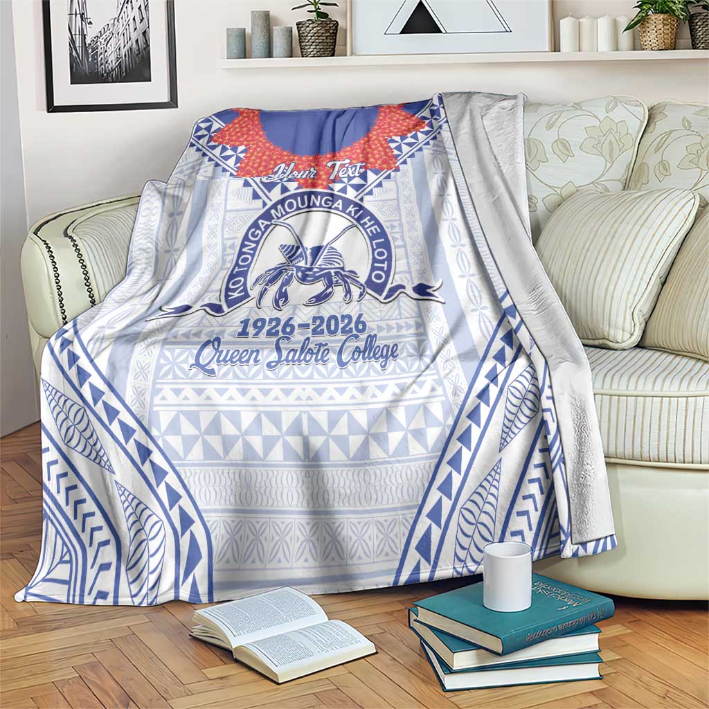 Queen Salote College 100 Years Personalized Blanket Tonga QSC Heilala Lei White Ngatu Pattern