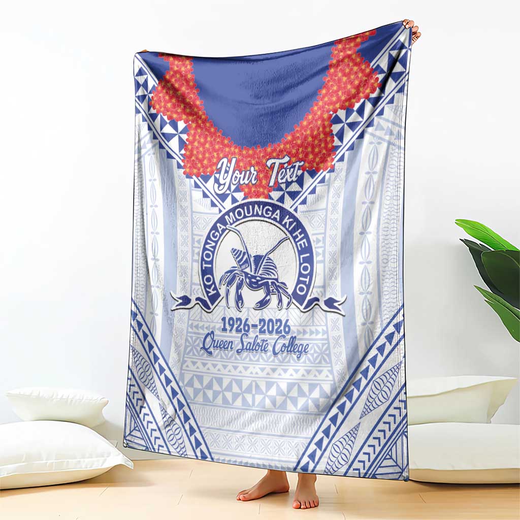 Queen Salote College 100 Years Personalized Blanket Tonga QSC Heilala Lei White Ngatu Pattern