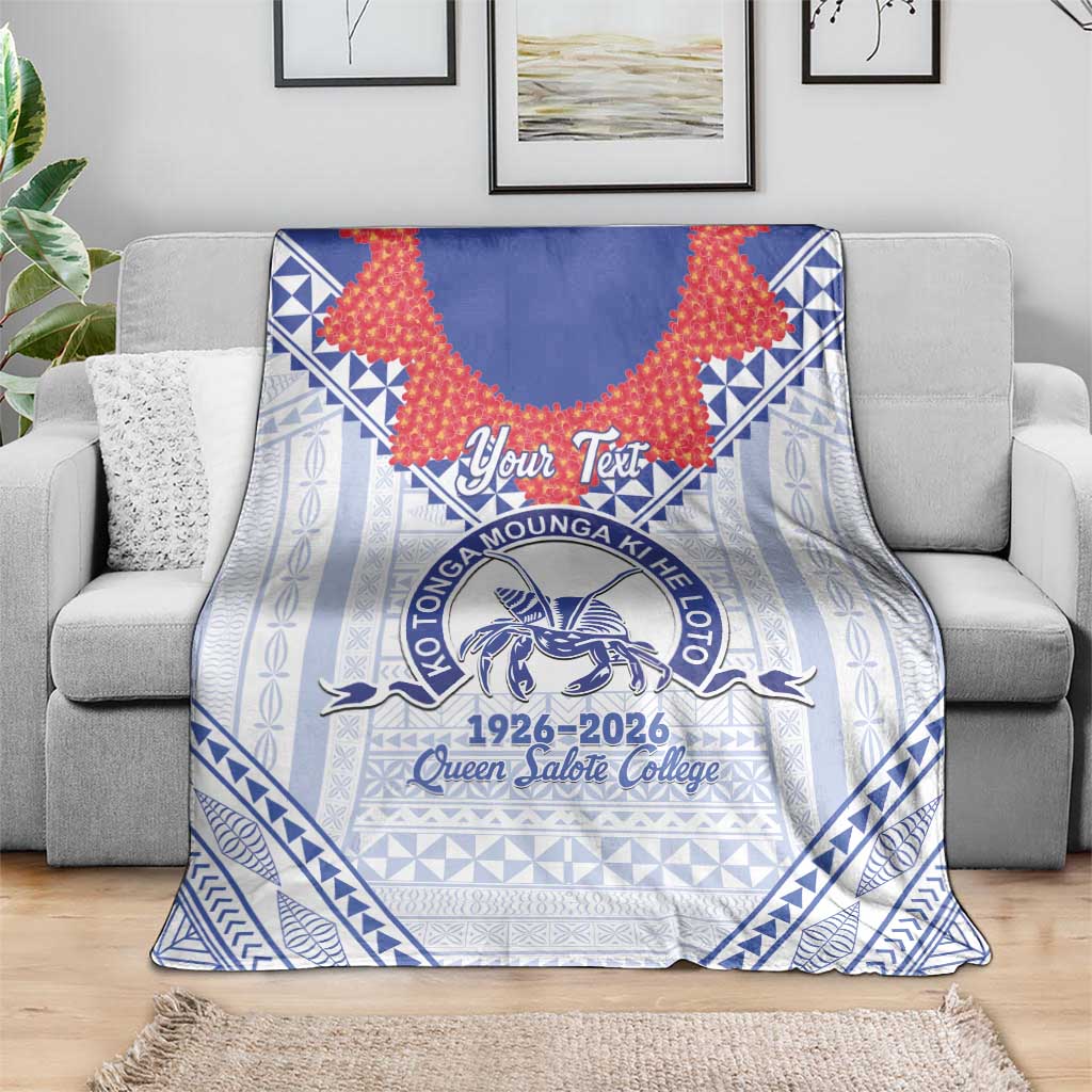 Queen Salote College 100 Years Personalized Blanket Tonga QSC Heilala Lei White Ngatu Pattern