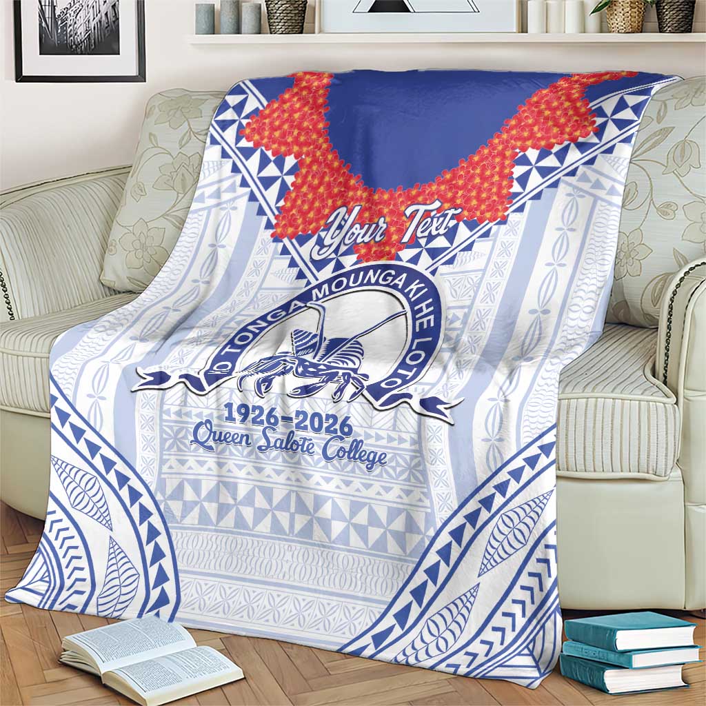 Queen Salote College 100 Years Personalized Blanket Tonga QSC Heilala Lei White Ngatu Pattern