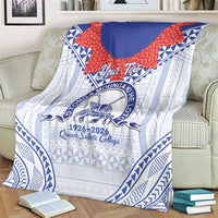 Queen Salote College 100 Years Personalized Blanket Tonga QSC Heilala Lei White Ngatu Pattern
