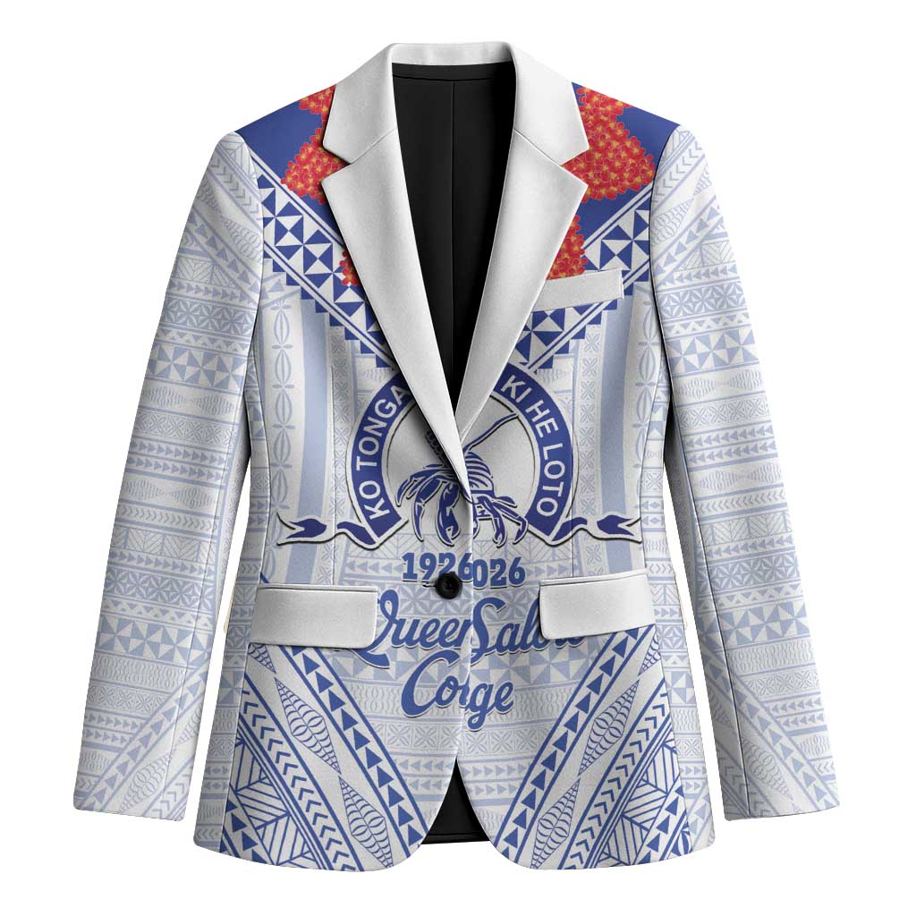 Queen Salote College 100 Years Personalized Blazer Tonga QSC Heilala Lei White Ngatu Pattern