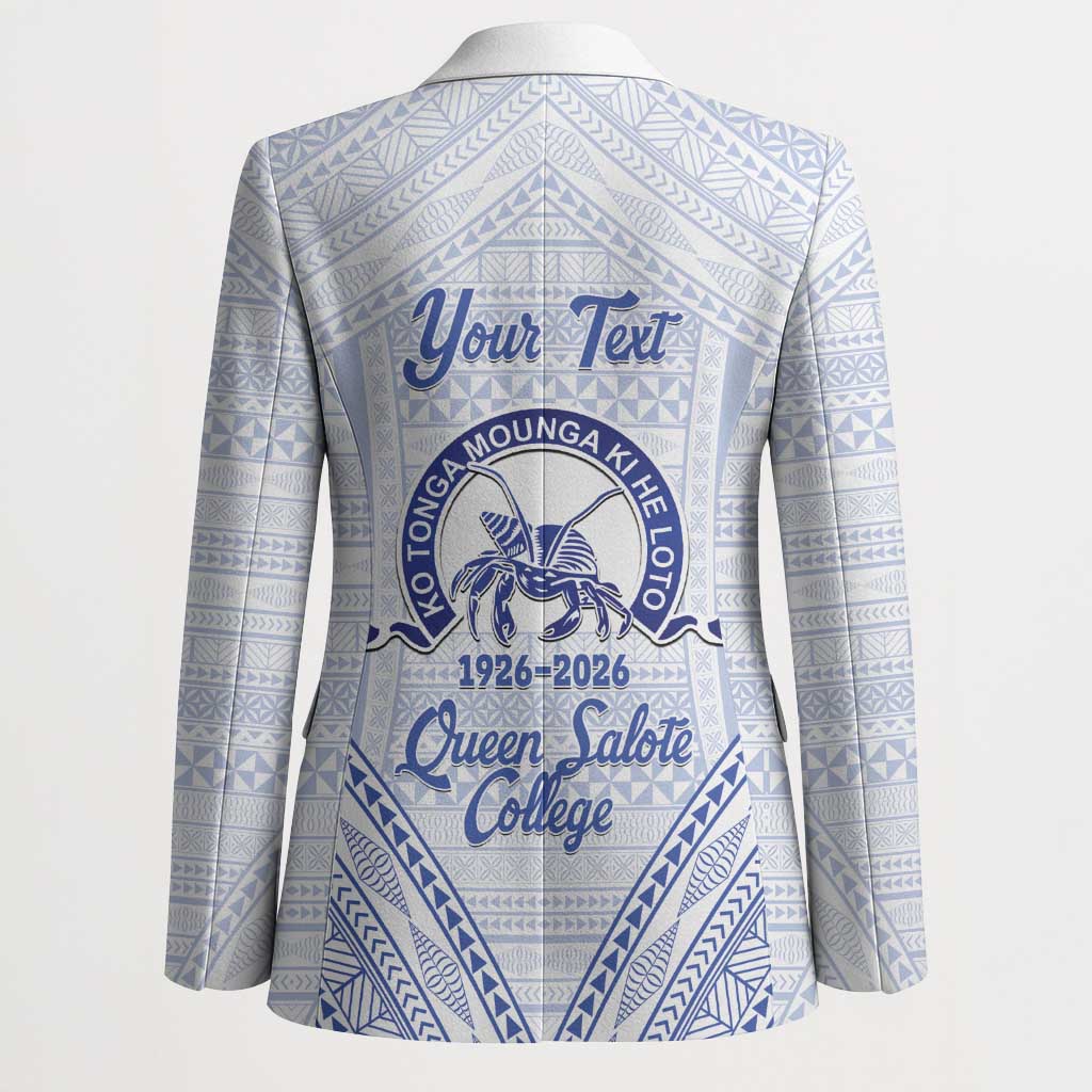 Queen Salote College 100 Years Personalized Blazer Tonga QSC Heilala Lei White Ngatu Pattern