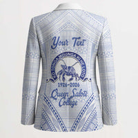 Queen Salote College 100 Years Personalized Blazer Tonga QSC Heilala Lei White Ngatu Pattern