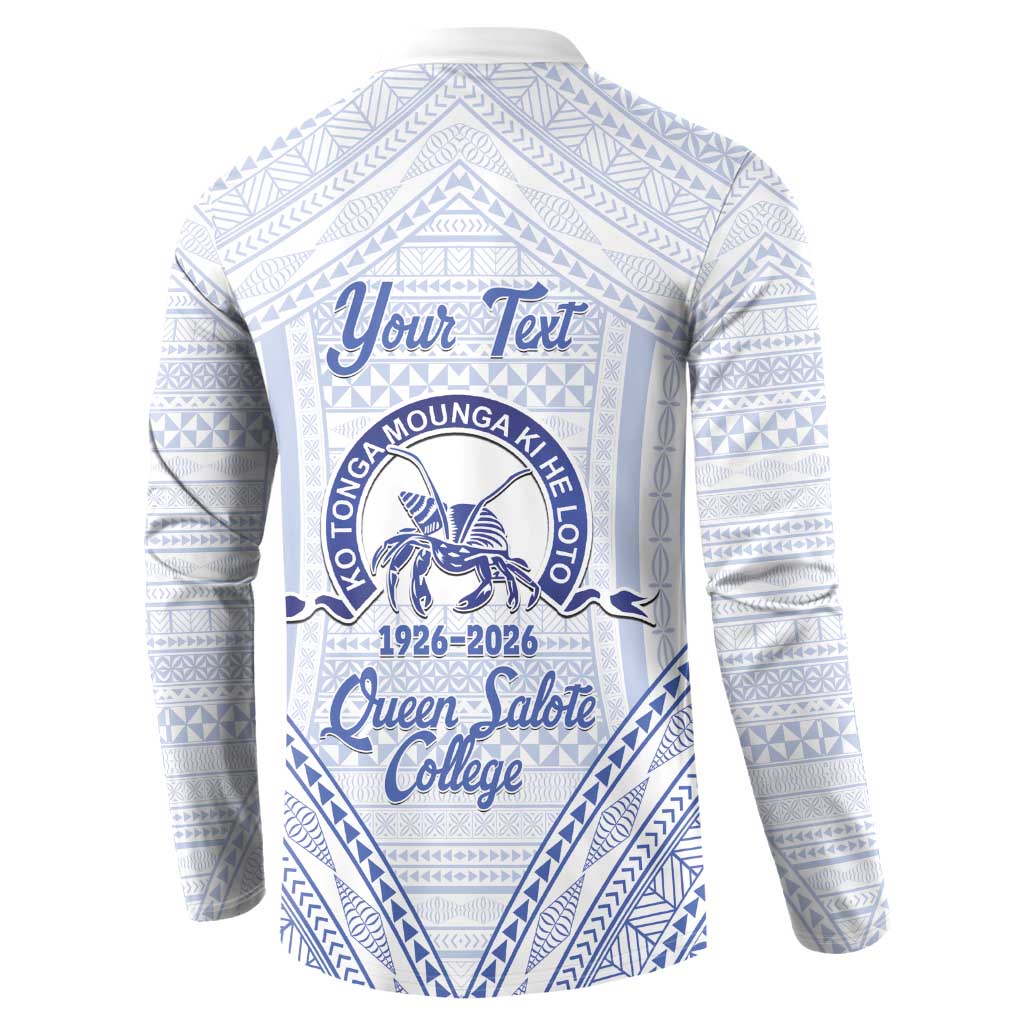 Queen Salote College 100 Years Personalized Button Sweatshirt Tonga QSC Heilala Lei White Ngatu Pattern