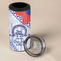 Queen Salote College 100 Years Personalized 4 in 1 Can Cooler Tumbler Tonga QSC Heilala Lei White Ngatu Pattern