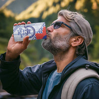 Queen Salote College 100 Years Personalized 4 in 1 Can Cooler Tumbler Tonga QSC Heilala Lei White Ngatu Pattern