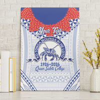 Queen Salote College 100 Years Personalized Canvas Wall Art Tonga QSC Heilala Lei White Ngatu Pattern