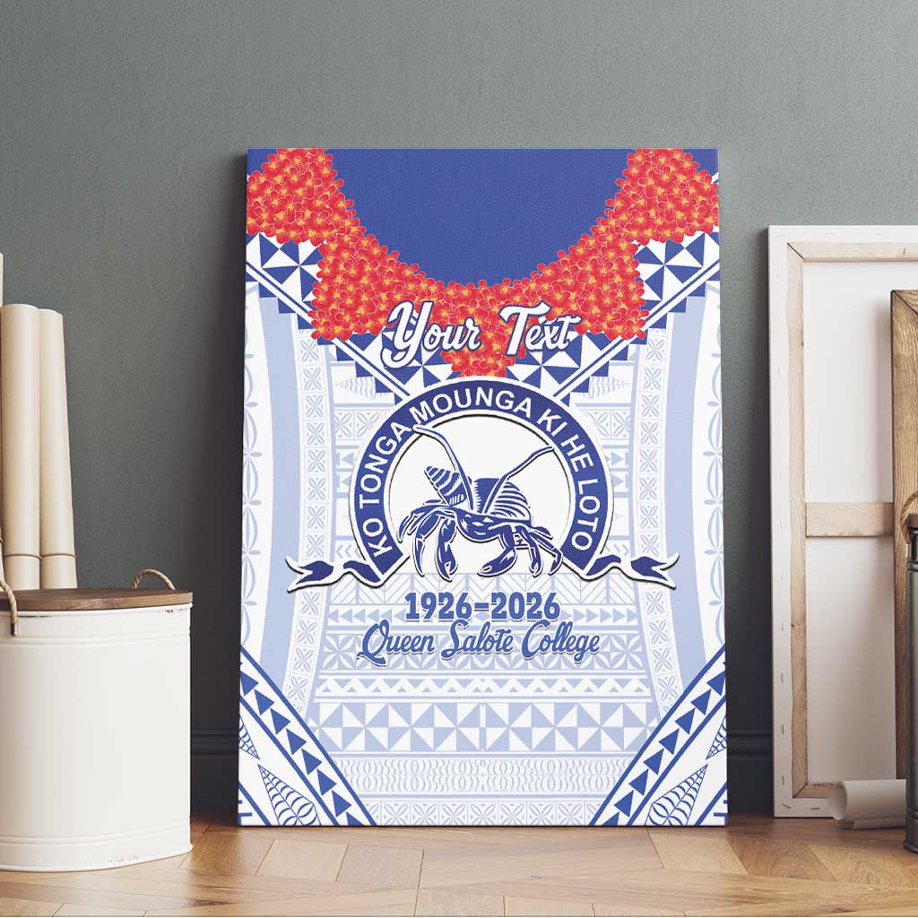 Queen Salote College 100 Years Personalized Canvas Wall Art Tonga QSC Heilala Lei White Ngatu Pattern