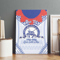 Queen Salote College 100 Years Personalized Canvas Wall Art Tonga QSC Heilala Lei White Ngatu Pattern