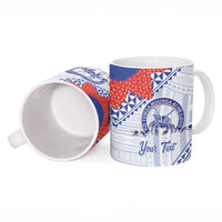 Queen Salote College 100 Years Personalized Ceramic Mug Tonga QSC Heilala Lei White Ngatu Pattern