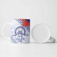 Queen Salote College 100 Years Personalized Ceramic Mug Tonga QSC Heilala Lei White Ngatu Pattern