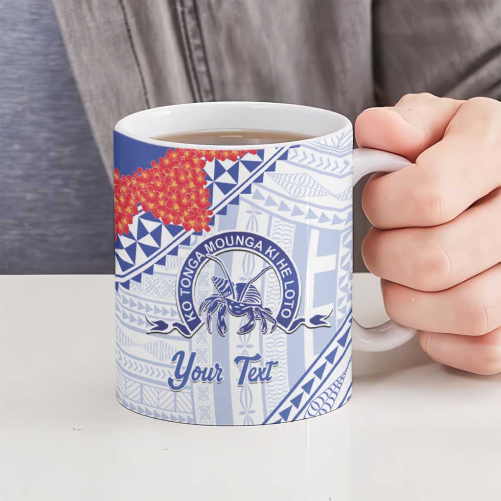 Queen Salote College 100 Years Personalized Ceramic Mug Tonga QSC Heilala Lei White Ngatu Pattern