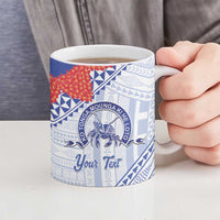 Queen Salote College 100 Years Personalized Ceramic Mug Tonga QSC Heilala Lei White Ngatu Pattern