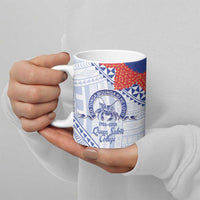 Queen Salote College 100 Years Personalized Ceramic Mug Tonga QSC Heilala Lei White Ngatu Pattern