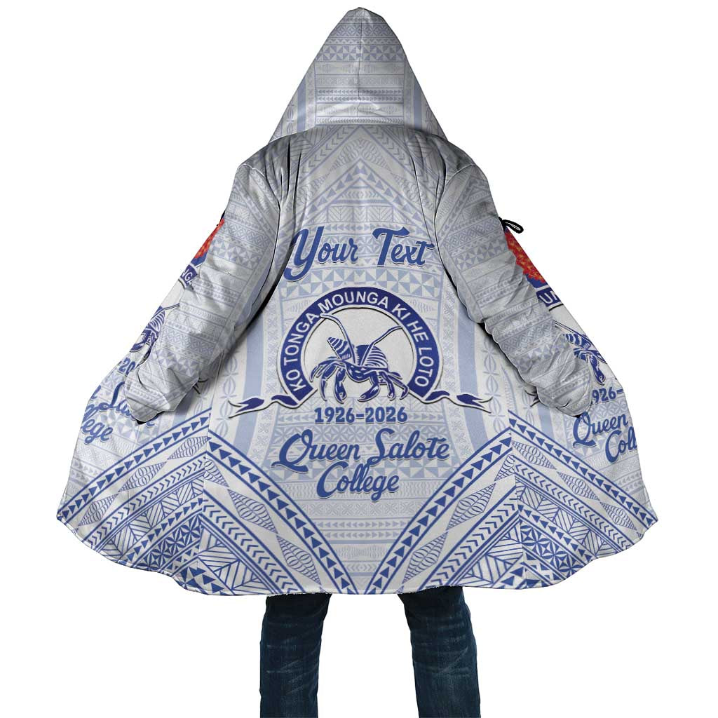 Queen Salote College 100 Years Personalized Cloak Tonga QSC Heilala Lei White Ngatu Pattern