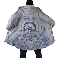 Queen Salote College 100 Years Personalized Cloak Tonga QSC Heilala Lei White Ngatu Pattern