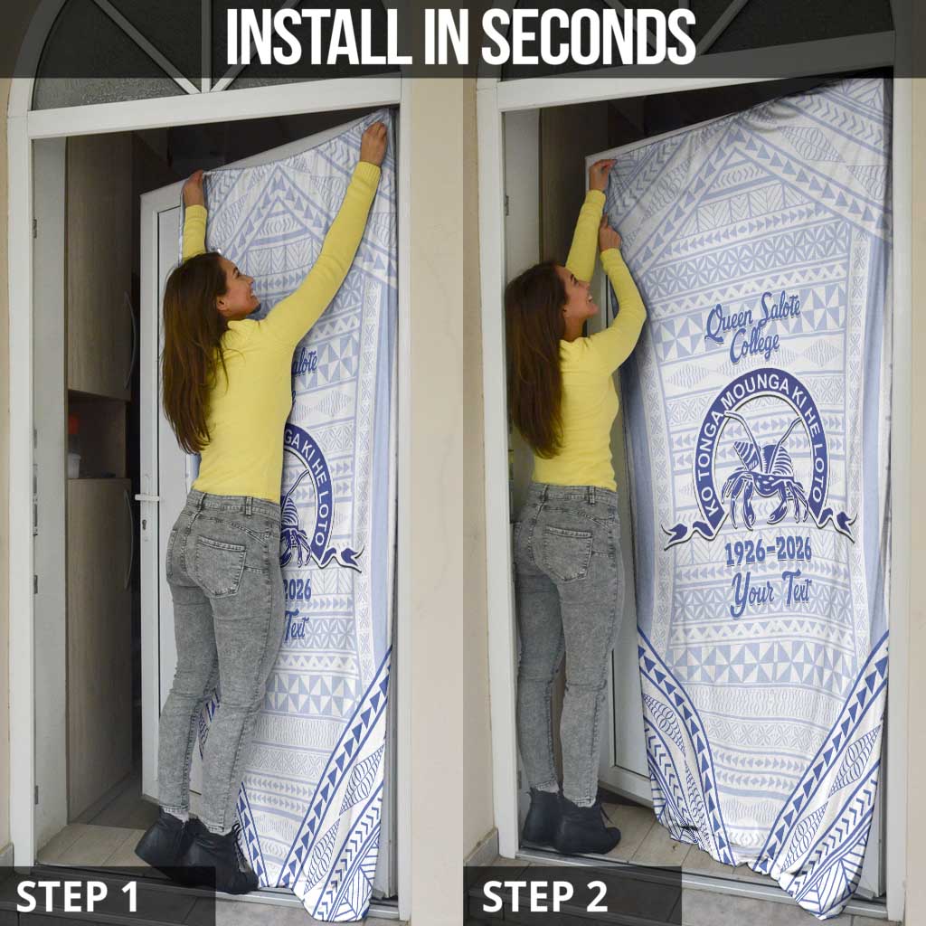 Queen Salote College 100 Years Personalized Door Cover Tonga QSC Heilala Lei White Ngatu Pattern