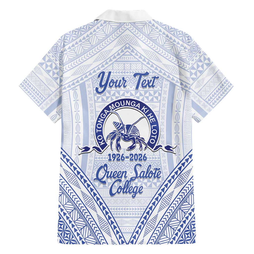Queen Salote College 100 Years Personalized Hawaiian Shirt Tonga QSC Heilala Lei White Ngatu Pattern