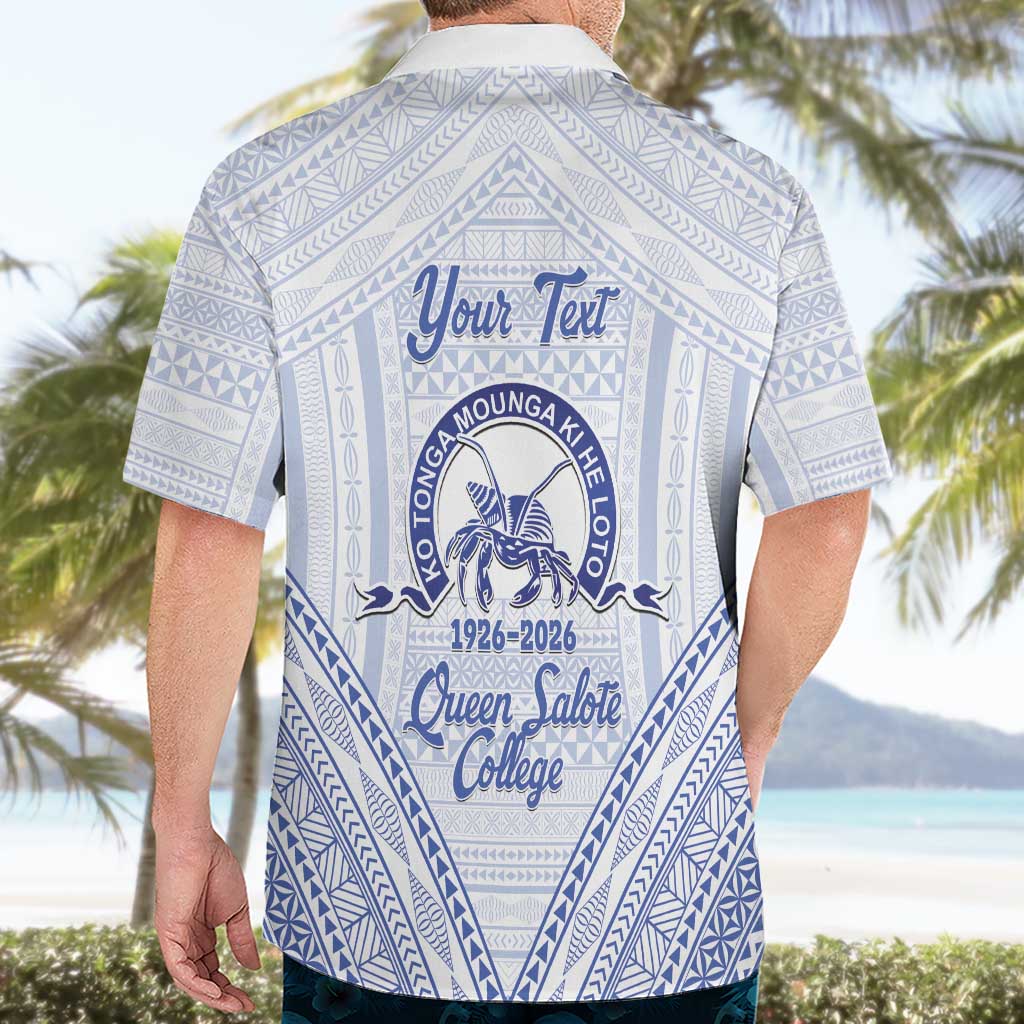 Queen Salote College 100 Years Personalized Hawaiian Shirt Tonga QSC Heilala Lei White Ngatu Pattern