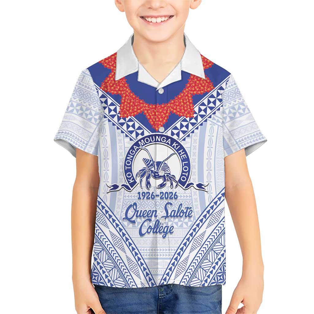 Queen Salote College 100 Years Personalized Hawaiian Shirt Tonga QSC Heilala Lei White Ngatu Pattern