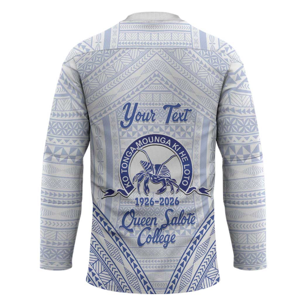 Queen Salote College 100 Years Personalized Hockey Jersey Tonga QSC Heilala Lei White Ngatu Pattern