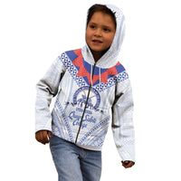Queen Salote College 100 Years Personalized Kid Hoodie Tonga QSC Heilala Lei White Ngatu Pattern
