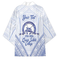 Queen Salote College 100 Years Personalized Kimono Tonga QSC Heilala Lei White Ngatu Pattern