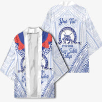 Queen Salote College 100 Years Personalized Kimono Tonga QSC Heilala Lei White Ngatu Pattern