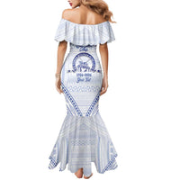Queen Salote College 100 Years Personalized Mermaid Dress Tonga QSC Heilala Lei White Ngatu Pattern LT14 - Polynesian Pride