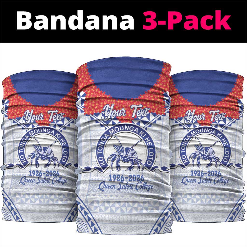 Queen Salote College 100 Years Personalized Neck Gaiter Tonga QSC Heilala Lei White Ngatu Pattern LT14 package One Size: 25*50cm White - Polynesian Pride