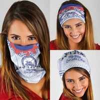 Queen Salote College 100 Years Personalized Neck Gaiter Tonga QSC Heilala Lei White Ngatu Pattern