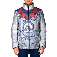 Queen Salote College 100 Years Personalized Padded Jacket Tonga QSC Heilala Lei White Ngatu Pattern