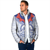 Queen Salote College 100 Years Personalized Padded Jacket Tonga QSC Heilala Lei White Ngatu Pattern