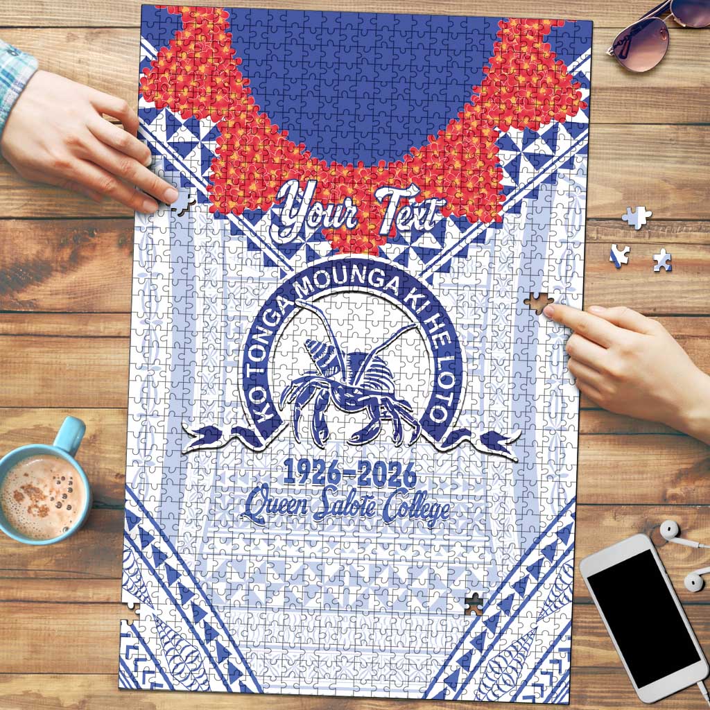 Queen Salote College 100 Years Personalized Puzzle Tonga QSC Heilala Lei White Ngatu Pattern