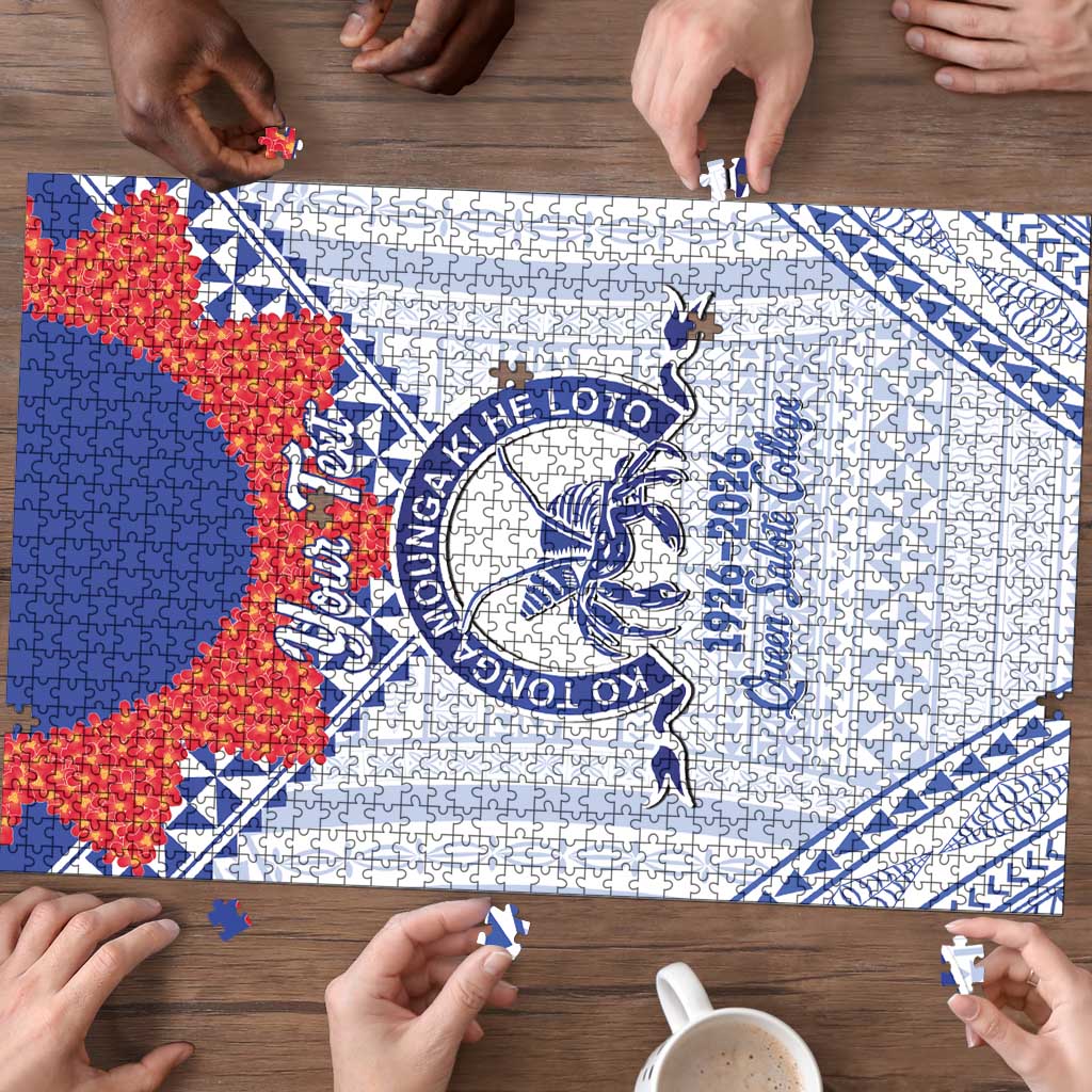 Queen Salote College 100 Years Personalized Puzzle Tonga QSC Heilala Lei White Ngatu Pattern