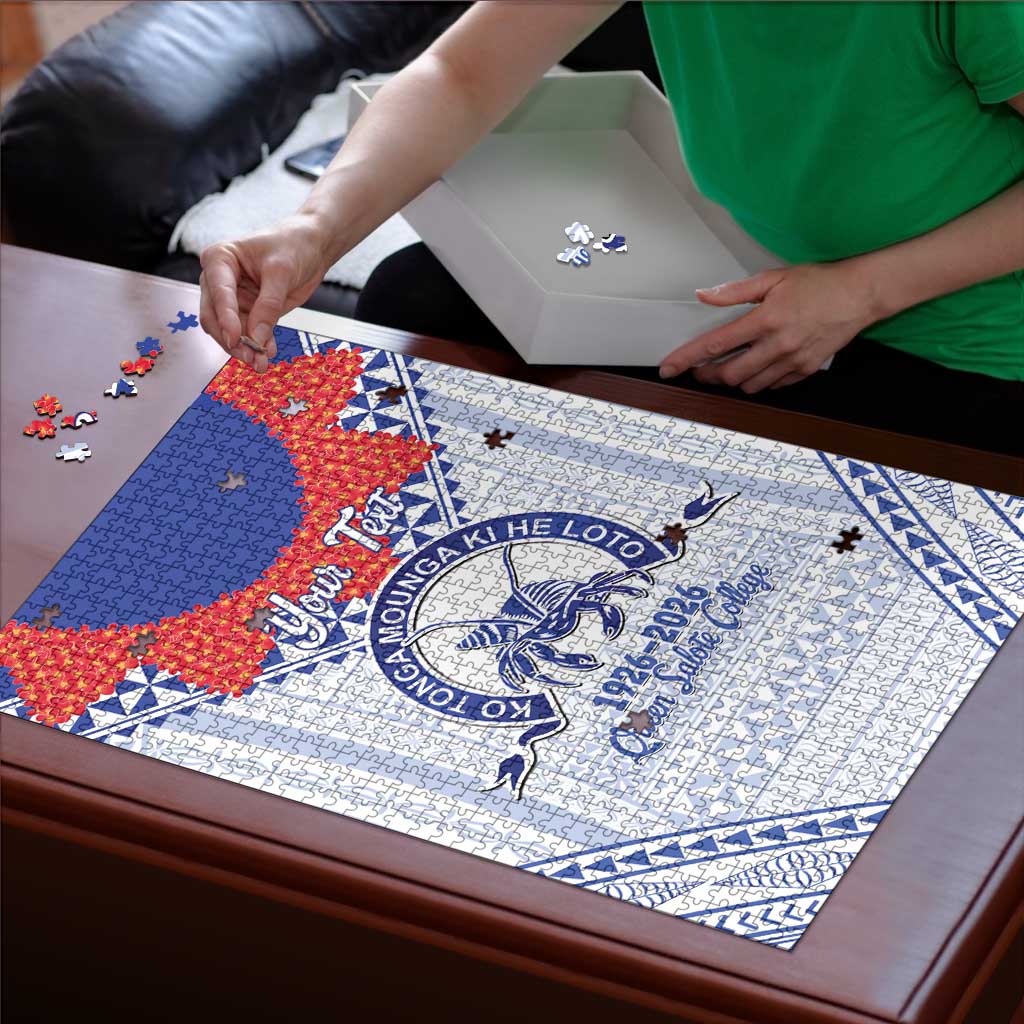 Queen Salote College 100 Years Personalized Puzzle Tonga QSC Heilala Lei White Ngatu Pattern
