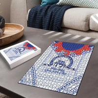 Queen Salote College 100 Years Personalized Puzzle Tonga QSC Heilala Lei White Ngatu Pattern