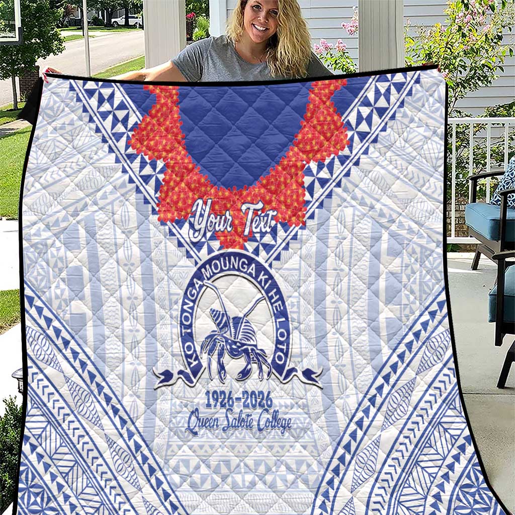 Queen Salote College 100 Years Personalized Quilt Tonga QSC Heilala Lei White Ngatu Pattern