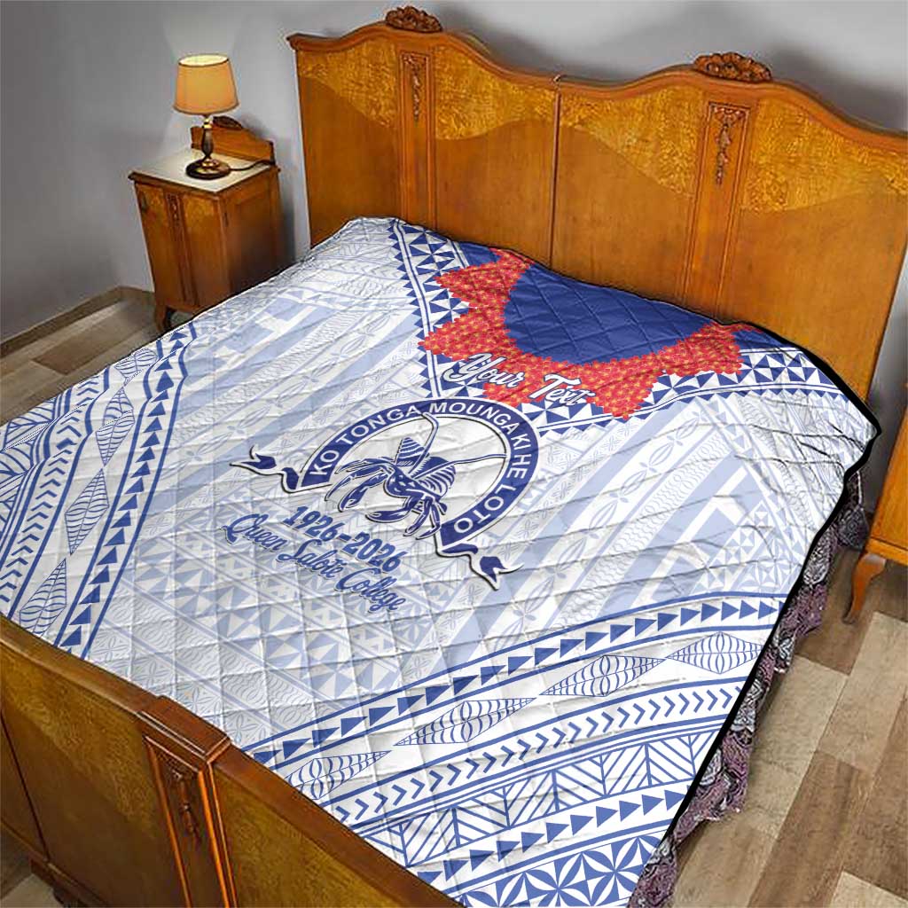 Queen Salote College 100 Years Personalized Quilt Tonga QSC Heilala Lei White Ngatu Pattern