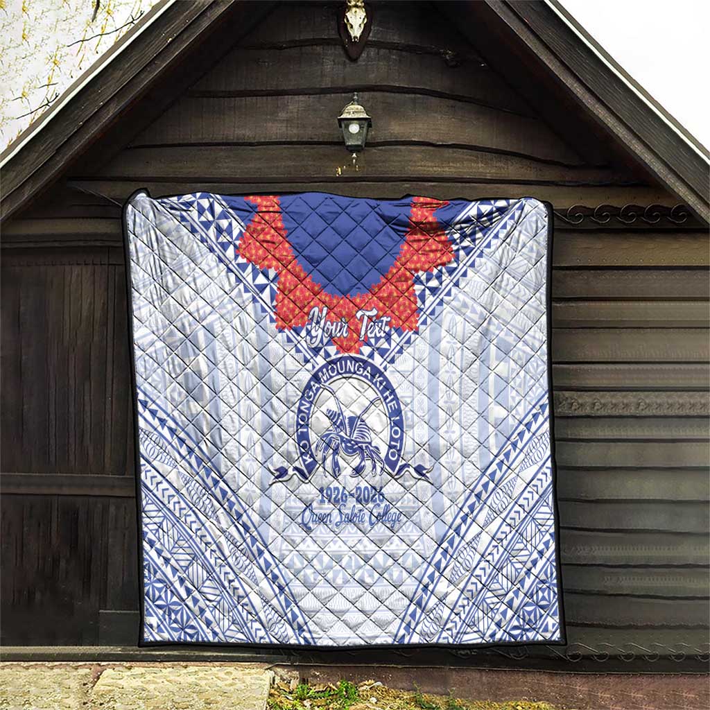 Queen Salote College 100 Years Personalized Quilt Tonga QSC Heilala Lei White Ngatu Pattern