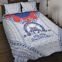 Queen Salote College 100 Years Personalized Quilt Bed Set Tonga QSC Heilala Lei White Ngatu Pattern
