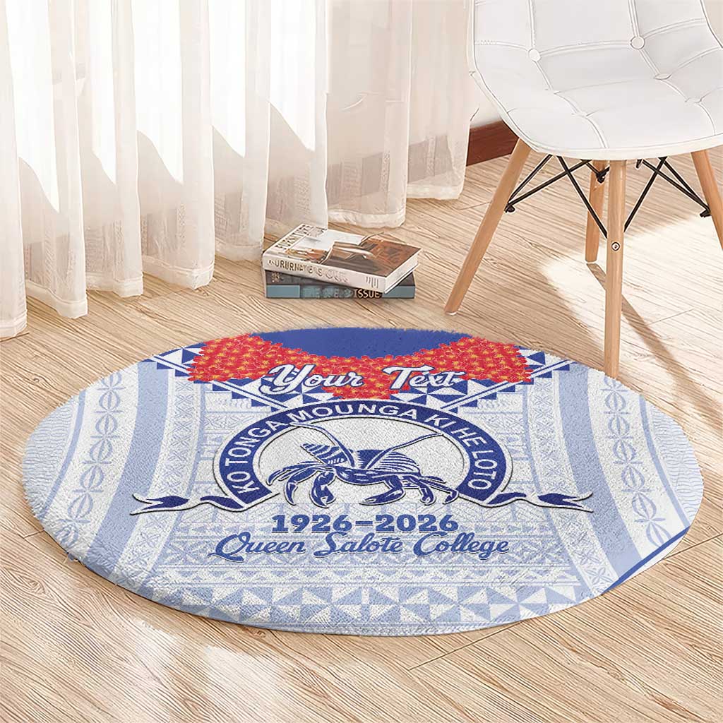 Queen Salote College 100 Years Personalized Round Carpet Tonga QSC Heilala Lei White Ngatu Pattern